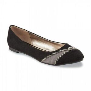 NWOB Bongo Women's Molly Black/Grey Zipper Ballet Flat